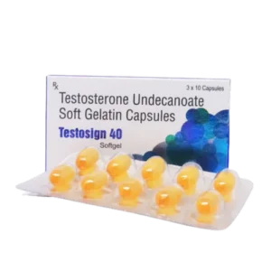 TESTOSIGN 40MG CAPSULES X 30 – TESTOSTERONE UNDECANOATE SOFTGELS FOR RESEARCH  Testosign 40mg capsules provide testosterone undecanoate in softgel form, developed for advanced endocrine and androgen receptor research applications. This compound is of particular interest for its unique undecanoate ester chain, which alters absorption and release dynamics compared to shorter-chain esters.
